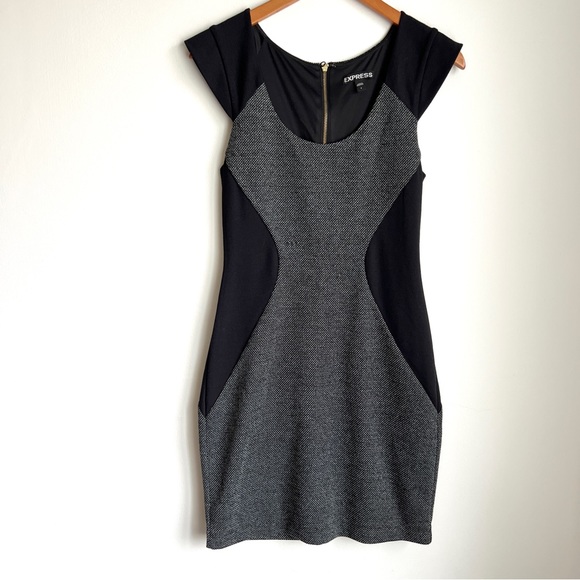 black and gray bodycon dress - Express - Picture 1 of 3